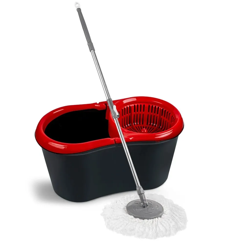 Mop rotativ bumbac Agora Plast 2601114PF 360 grade + coada telescopica + galeata cu storcator, 14 L