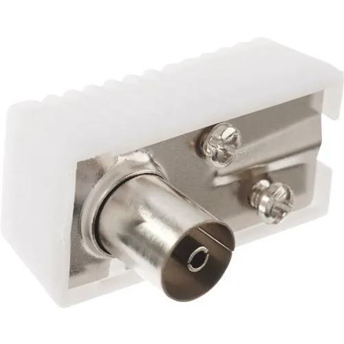 Mufa TV unghi 90 pentru cablu coaxial, antene, plastic