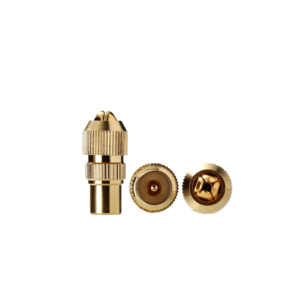 Mufe pentru cablu TV Lexman, coaxial, 9.52 mm, set mama - tata, metal, auriu