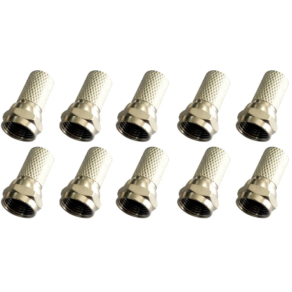 Mufe pentru cablu TV Lexman, tip F, coaxial, 9.52 mm, tata, metal, gri/argintiu, set 10 buc