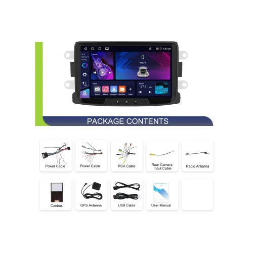 Navigatie Android 8 inch 4GB+64GB CarPlay Android Auto compatibila Dacia Duster,Sandero — imaginea 5