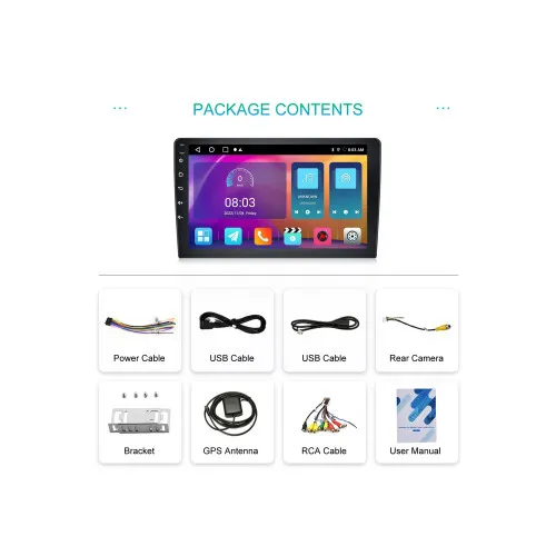 Navigatie Android auto ecran 9 inch 2GB 64GB CarPlay Android Auto GPS WiFi FM RDS — imaginea 2