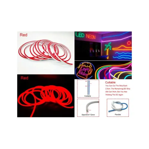 Neon decor auto flexibil 5 metri 12V rosu sau albastru iluminare ambientala — imaginea 2