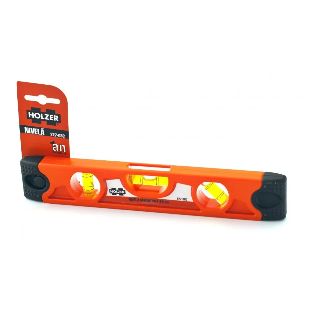 Nivela cu bula, Holzer 227, cu 3 indicatori, din plastic, 230 mm
