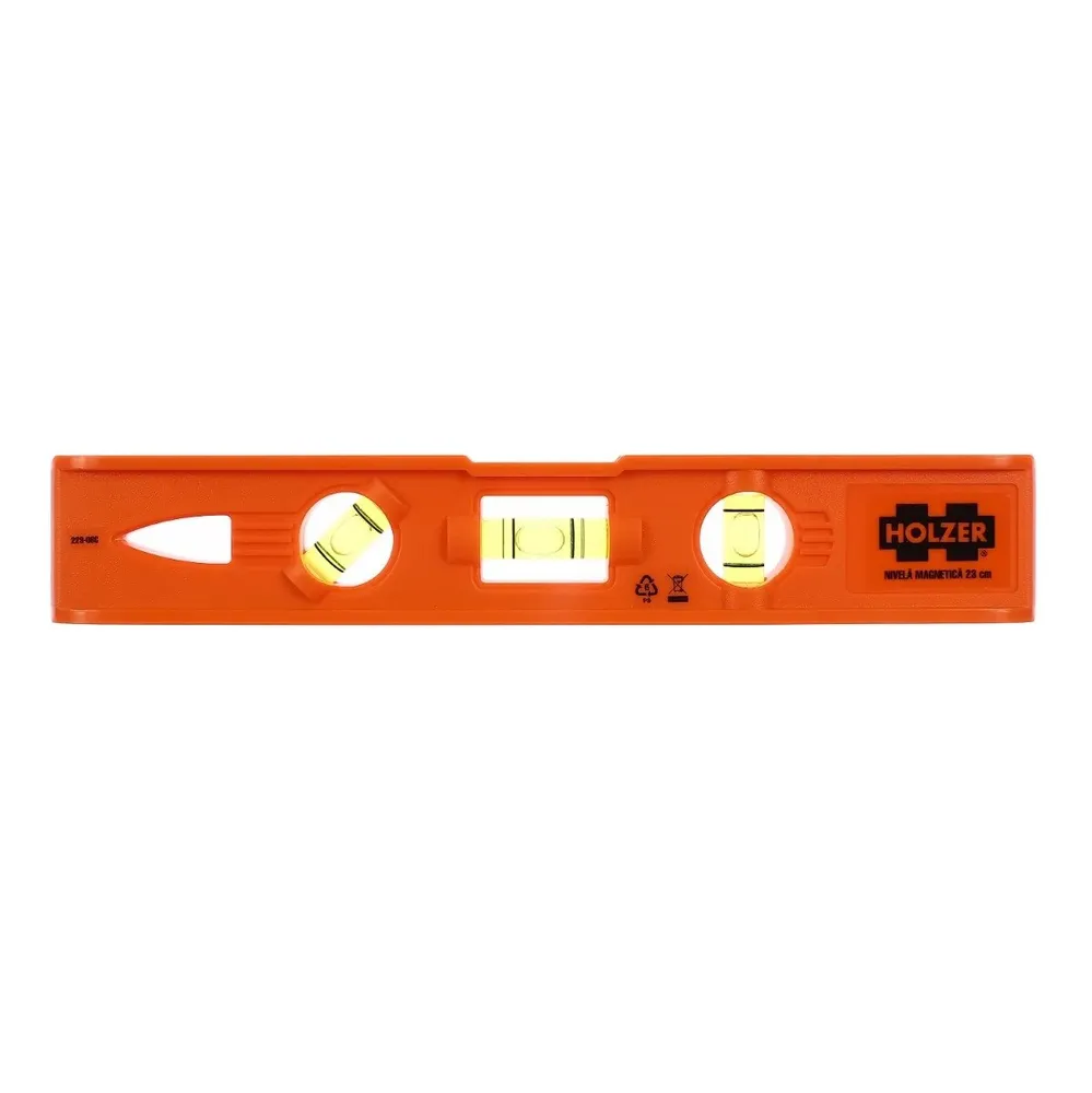 Nivela cu bula, Holzer 229-08C, cu 3 indicatori, din plastic, 230 mm
