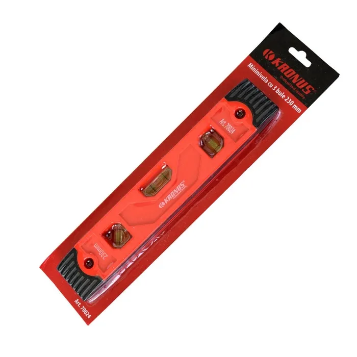 Nivela cu bula, Kronus 70024, cu 3 indicatori, din plastic, 230 mm
