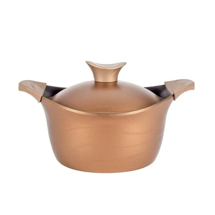 Oala cu capac Neoklein, aluminiu turnat + invelis titan antiaderent, 2.1 L, D 20 cm, auriu
