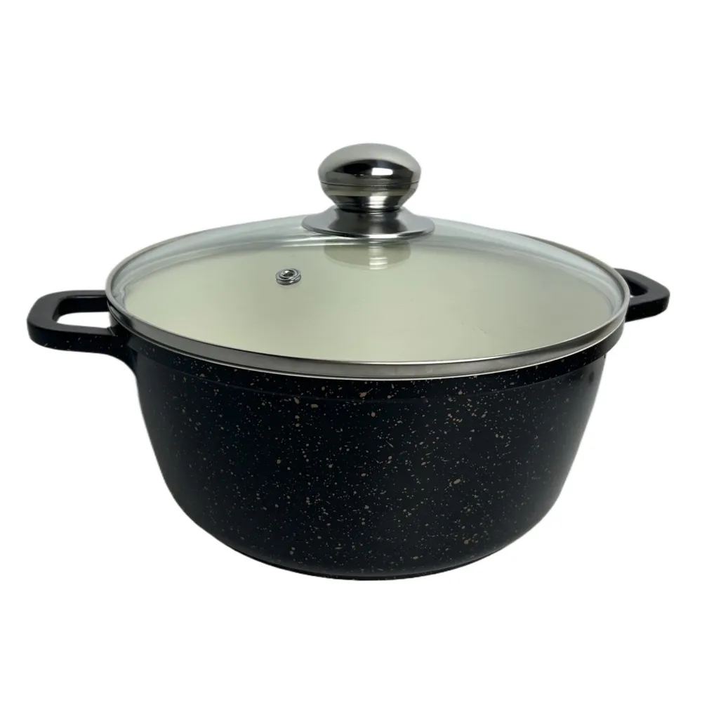 Oala Paxton ST-TC-24, aluminiu, 4.2 l, 24 cm, cu capac din sticla, manere ergonomice