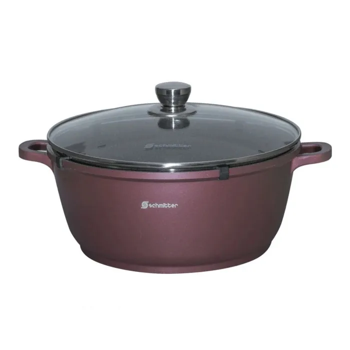 Oala Schmitter, cu capac, aluminiu turnat, interior ceramic, maro, 3.5 L, 24 cm