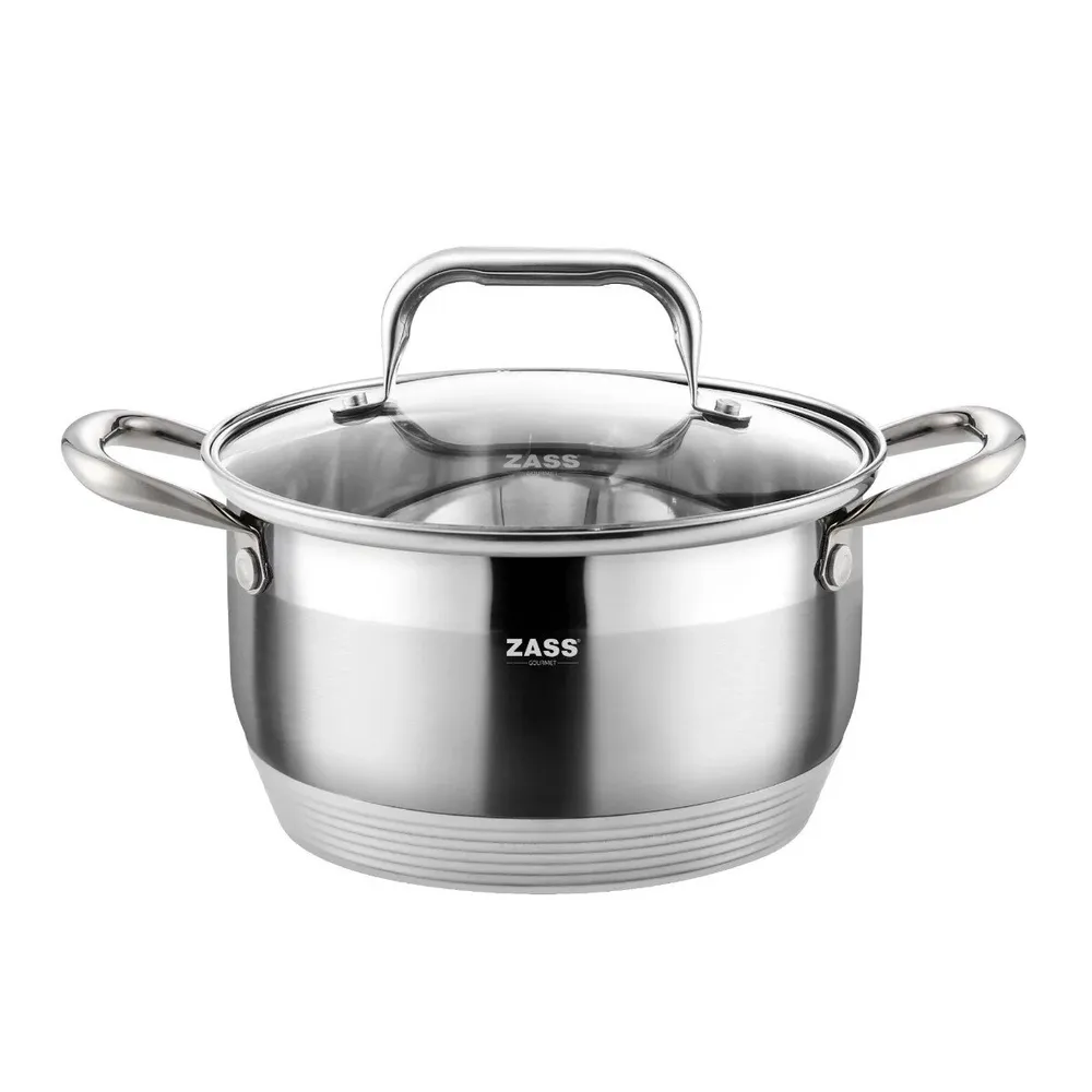 Oala Zass ZG-SC01 20, cu capac, inox, 3.6 l, 22 cm
