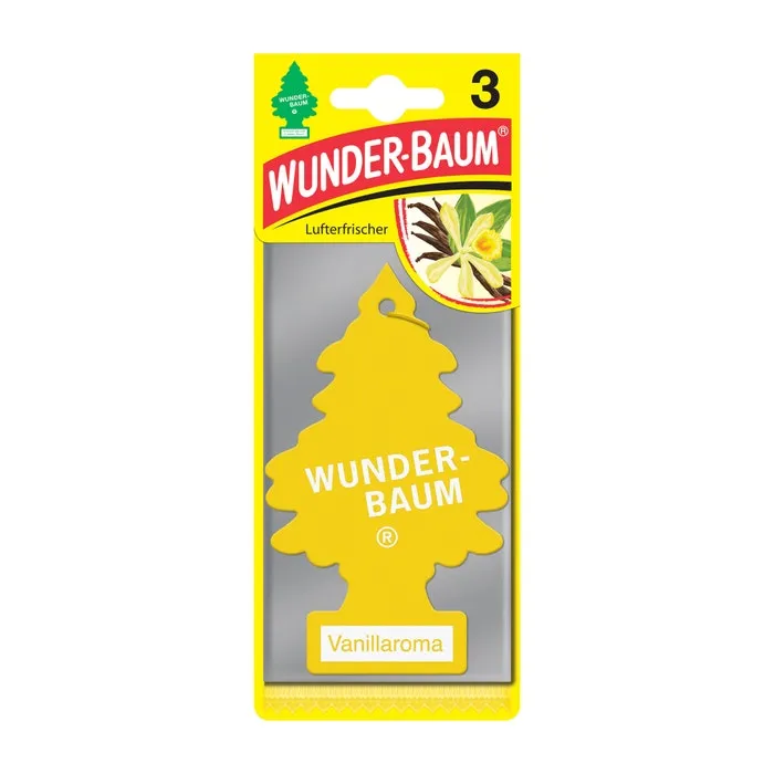 Odorizant auto, bradut, Wunder-Baum, Vanilie, pachet promo 2+1, 7.6 x 0.8 x 19 cm