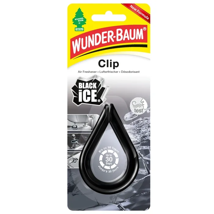 Odorizant auto, colier, Wunder - Baum, Clip Black Ice, 19 x 7.5 x 1 cm