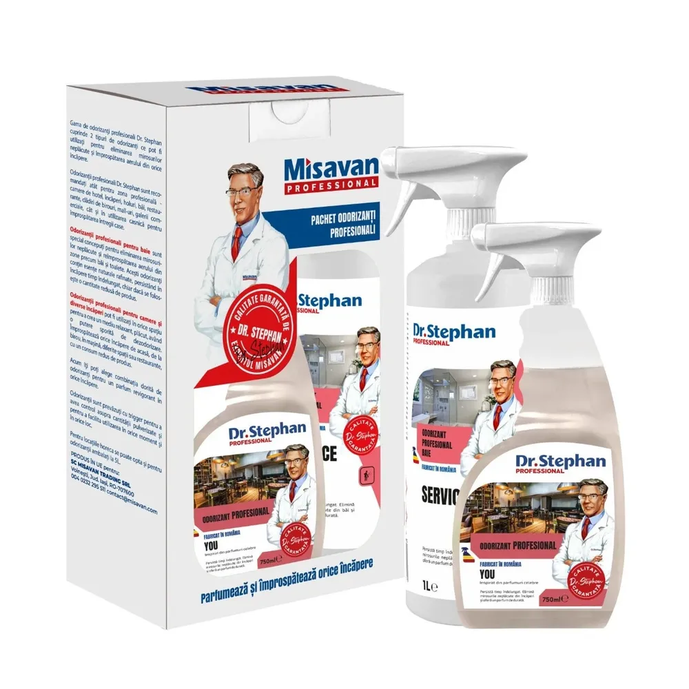 Odorizant baie profesional Dr. Stephan Service spray 1L + odorizant camera profesional Dr. Stephan You spray 750 ml