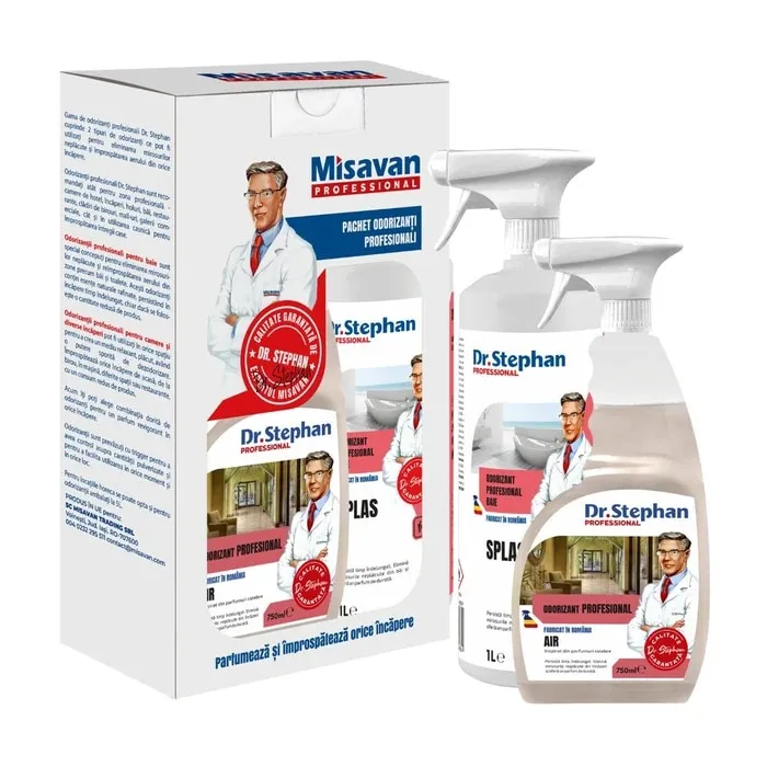 Odorizant baie profesional Dr. Stephan Splas spray 1L + odorizant camera profesional Dr. Stephan Air spray 750 ml