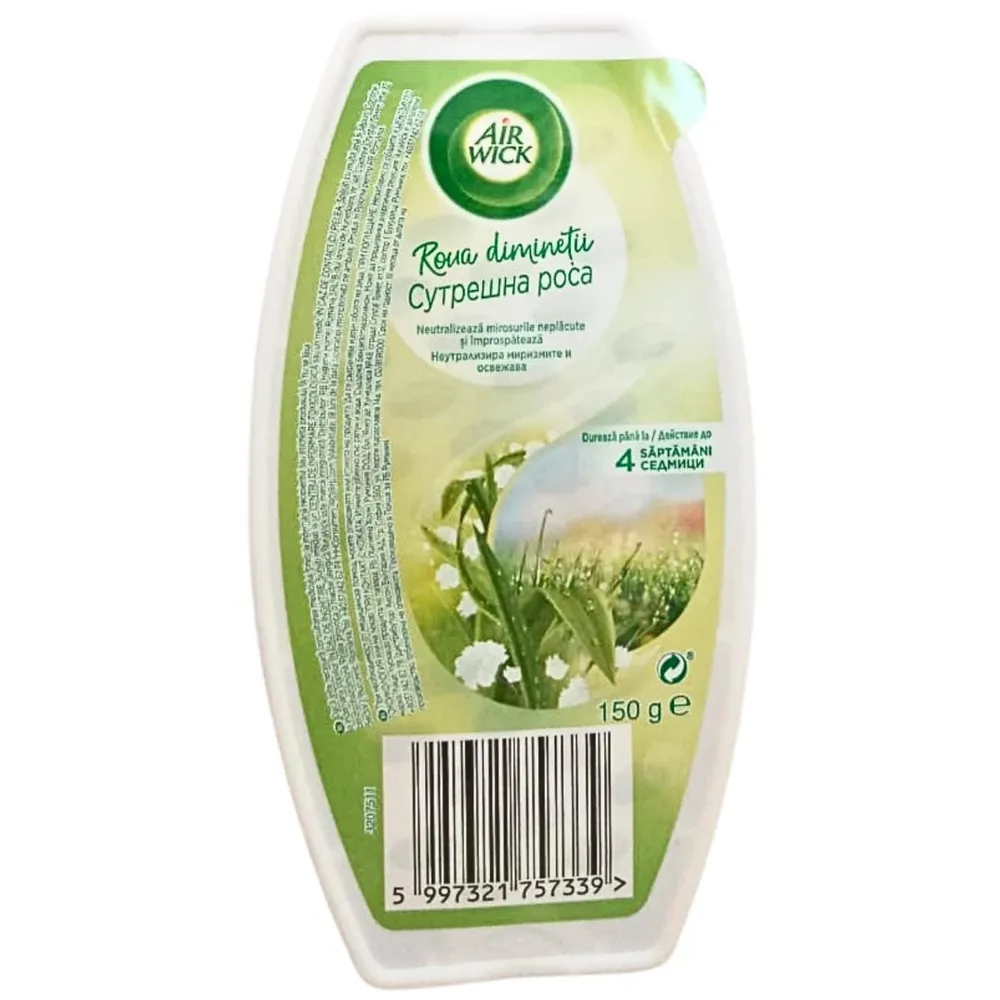Odorizant camera Air Wick, gel, roua diminetii, 150 g
