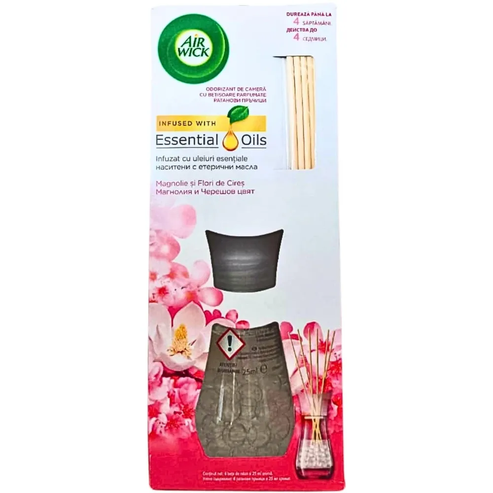 Odorizant camera Air Wick Reed Diffuser, magnolie si flori de cires, 25 ml