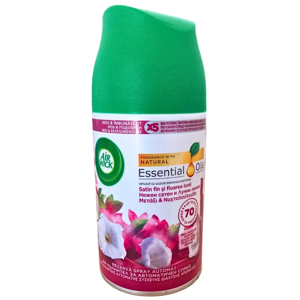 Odorizant camera Air Wick, rezerva, satin fin si floarea lunii, 250 ml