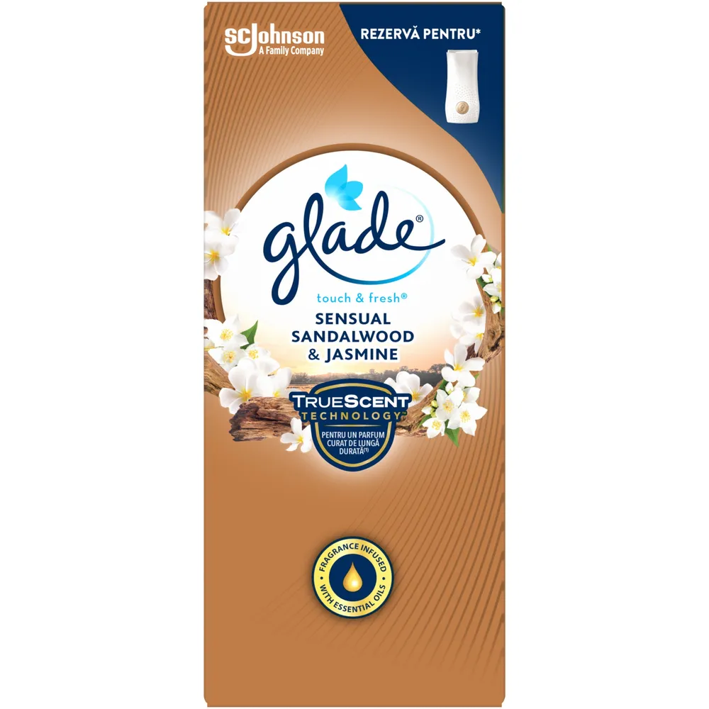 Odorizant camera Glade Touch & Fresh, rezerva, Sensual Sandalwood & Jasmine, 10 ml