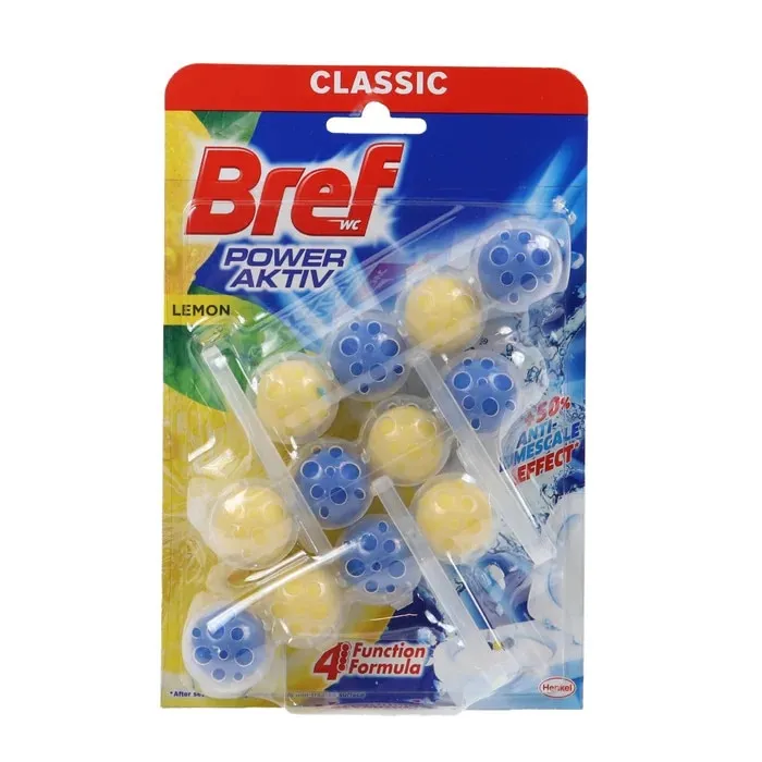 Odorizant wc baie Bref Power Aktiv Lemon, 3 x 50 g