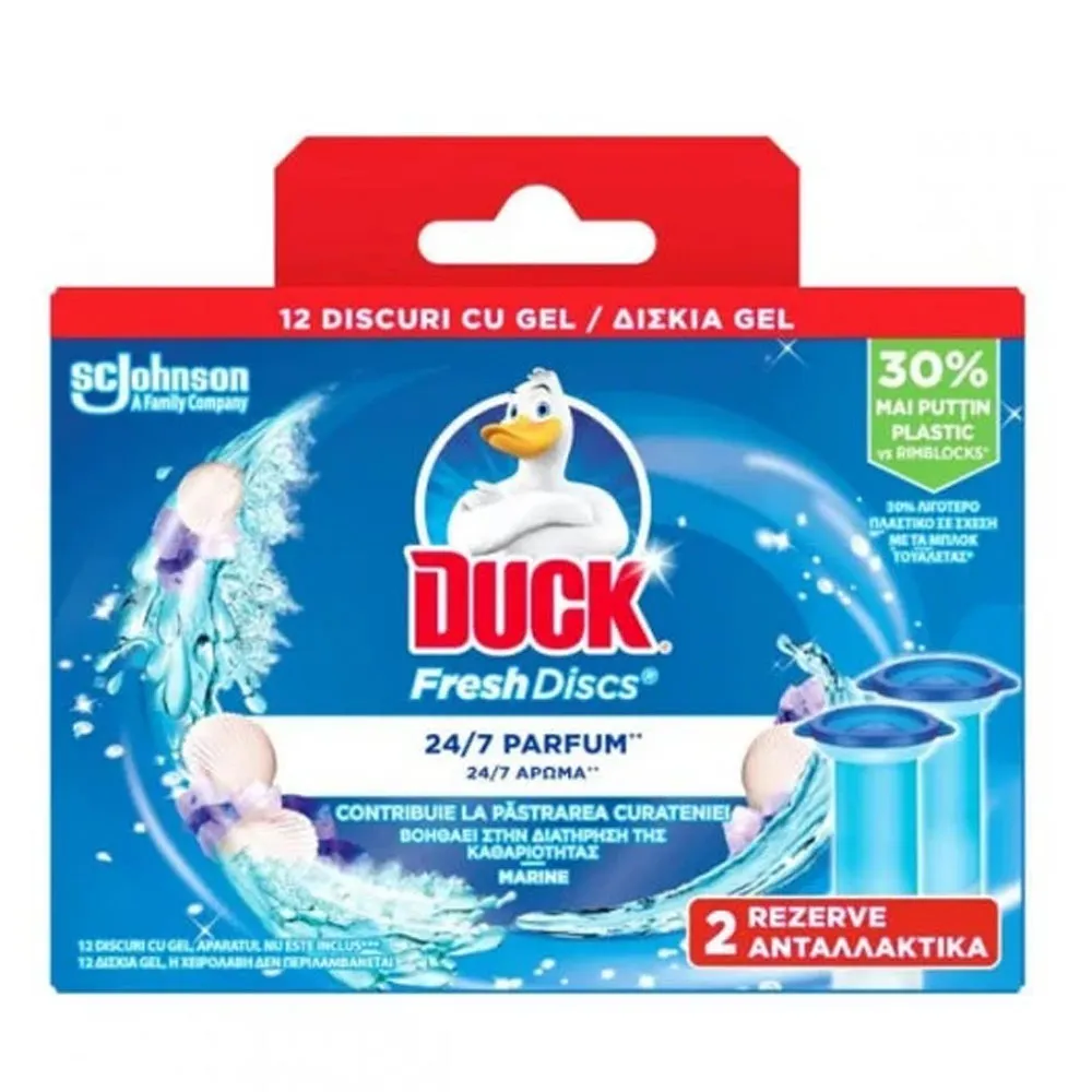 Odorizant wc baie Duck Fresh Discs, marin, 2 x 36 ml