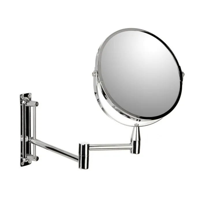 Oglinda cosmetica pentru baie, Tatay S4440200, montaj pe perete, pliabila, factor marire - 5X, D - 17 cm