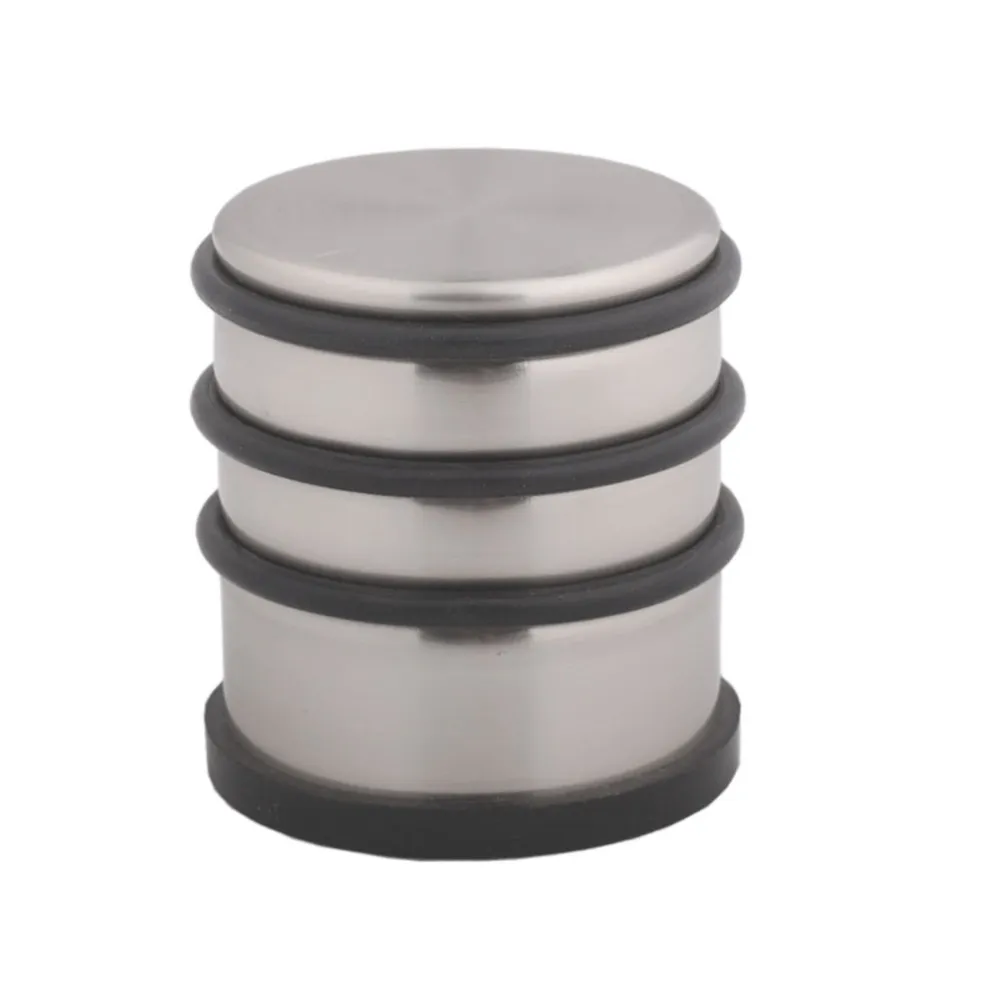 Opritor usa pentru pardoseala, Stop06, otel aliat + cauciuc, satin nichelat, 70 mm