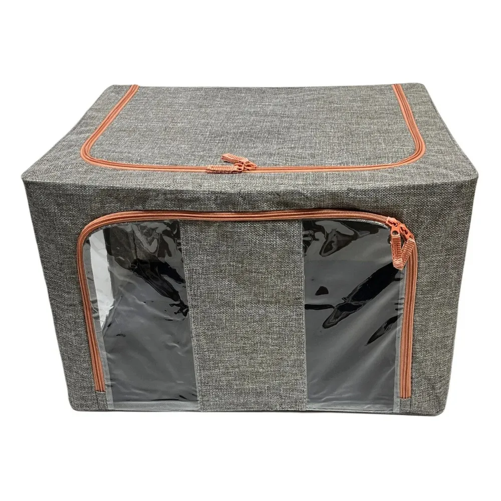 Organizator haine 40080304-100L, pliabil, gri + portocaliu, 60 x 42 x 40 cm