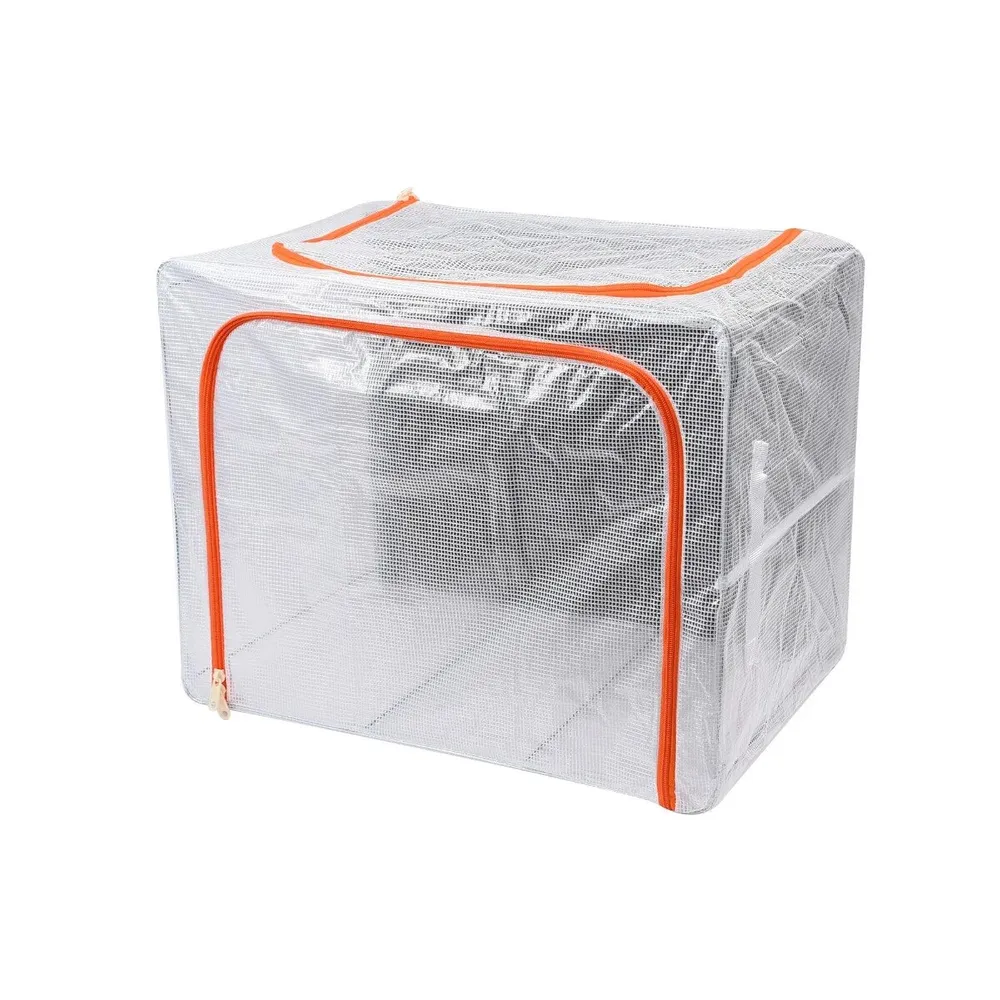 Organizator haine 40080409-66L, pliabil, alb + portocaliu, 50 x 33 x 40 cm