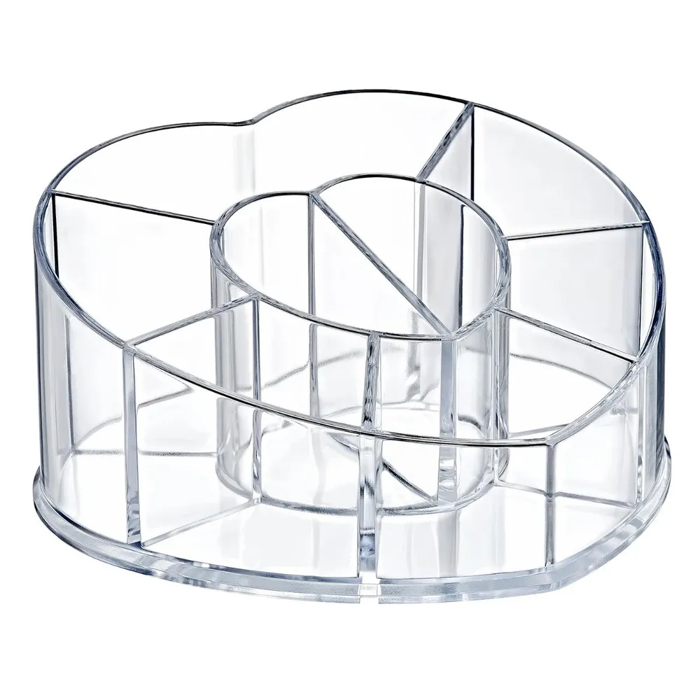 Organizator machiaj / cosmetice, Okyanus Home OKY-602, polistiren, transparent, 16.3 x 13.9 x 7.6 cm