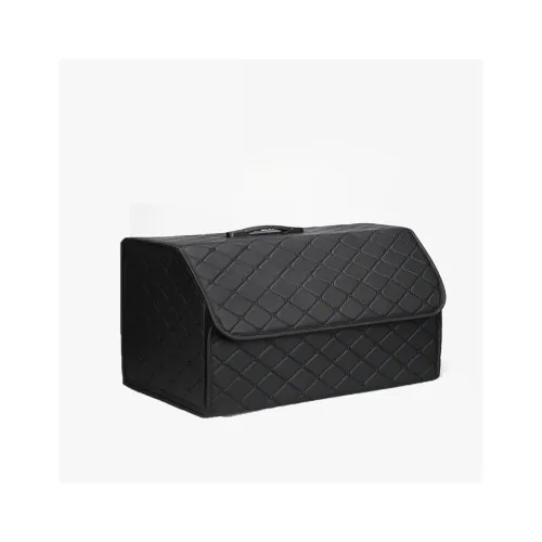 Organizator portbagaj auto Premium din piele ecologica negru cu cusatura neagra 55x30x30 cm — imaginea 5