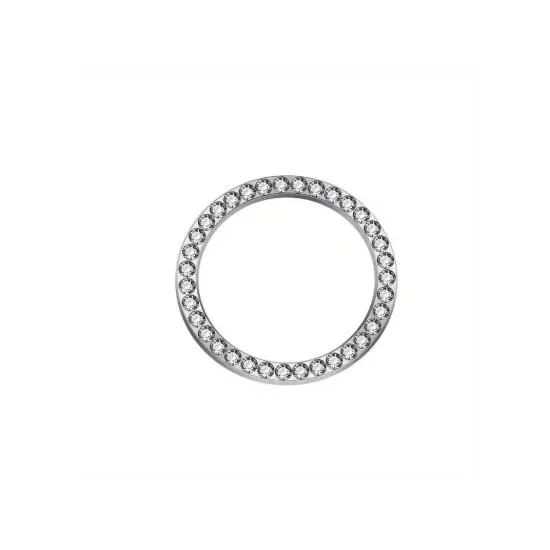 Ornament auto argintiu universal pentru buton start-stop, diametru 3.7cm, cu cristale stralucitoare
