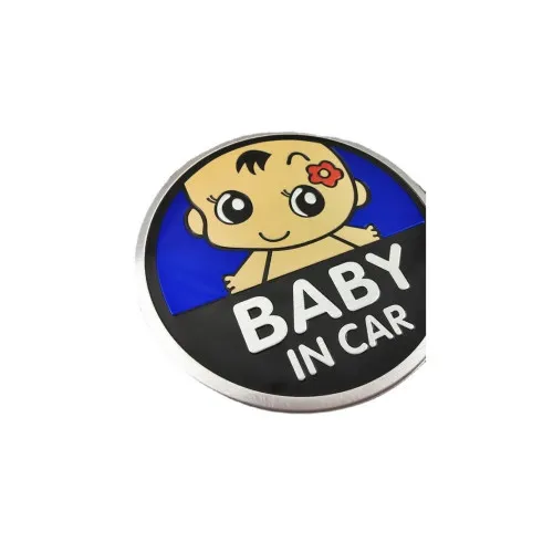 Ornament Baby in Car auto fundal albastru 13x13cm — imaginea 2