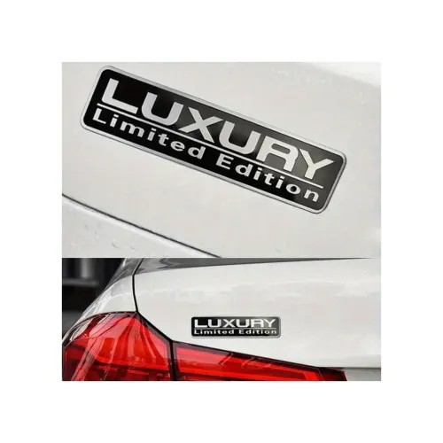 Ornament metalic auto Luxury crom cu negru 7.5x1.5 cm — imaginea 3