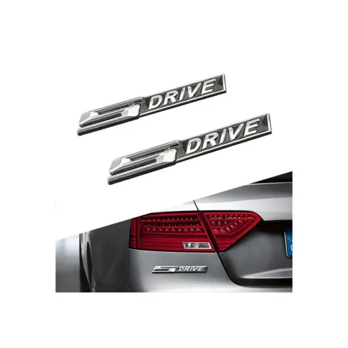 Ornament metalic auto S Drive culoare crom cu negru