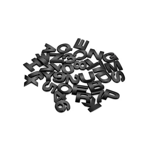 Ornament plastic auto negru mat litere si cifre 3D