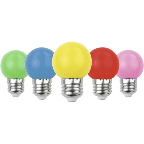 Pachet 5 becuri colorate LED Avide E27 1W, glob mat G45