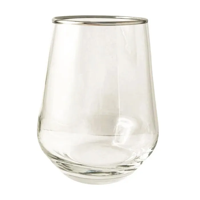 Pahar apa 41536, sticla, transparent + platina, 425 ml, set 6 bucati