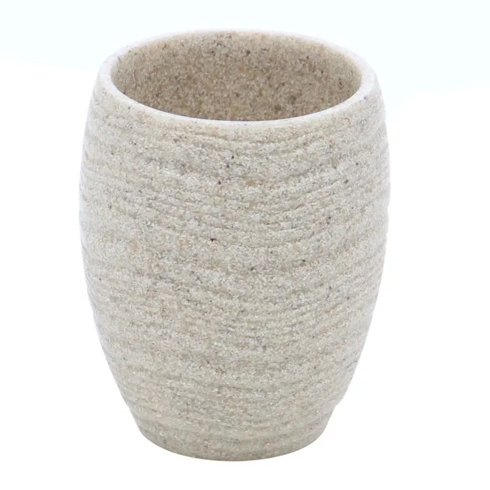 Pahar baie pentru igiena personala, Kadda Sand BPO-0375C-1, polirasina, finisaj piatra, 10.3 x 8.3 cm