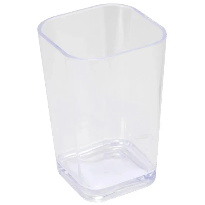 Pahar baie pentru igiena personala, Kadda T-White BPO-1087C, plastic, transparent, 7.3 x 7.3 x 11 cm