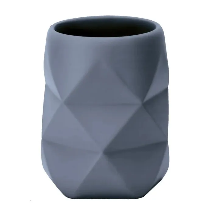 Pahar baie pentru igiena personala, Kleine Wolke Crackle 34266 polirasina, gri, 8 x 10 x 8 cm