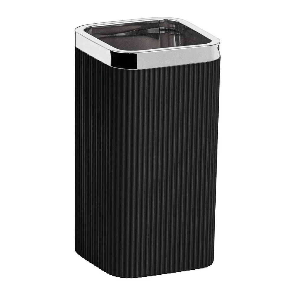 Pahar baie pentru igiena personala, Okyanus Home Stella OKY-464-1, polistiren + ABS, stativ, negru + cromat, 11 x 6.8 x 6.8 cm