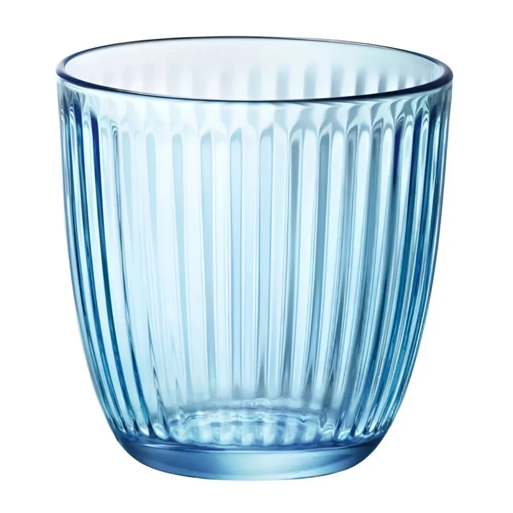Pahar pentru apa / suc, Line, sticla, albastru, 290 ml, set 6 bucati