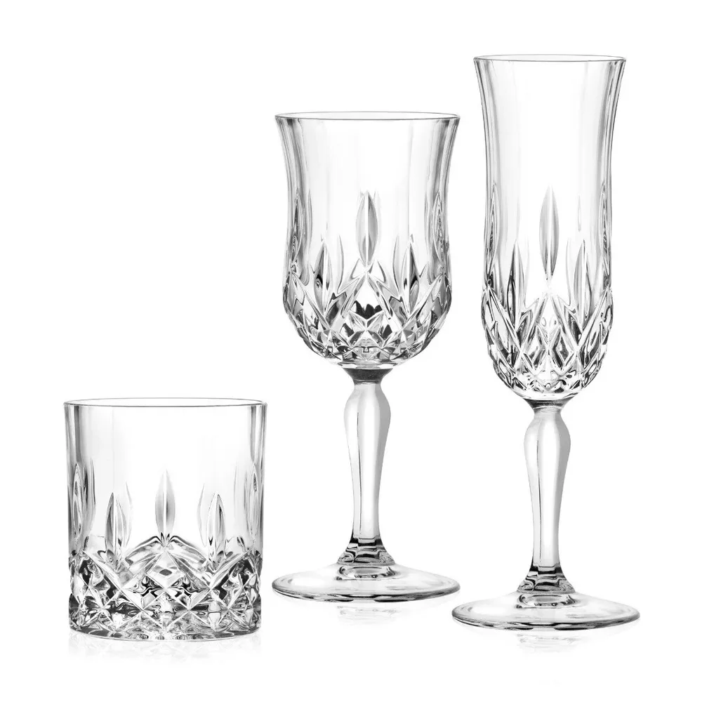 Pahar sampanie + apa + whisky, Opera RCR, din sticla cristalina, 130 + 160 + 300 ml, set 18 bucati