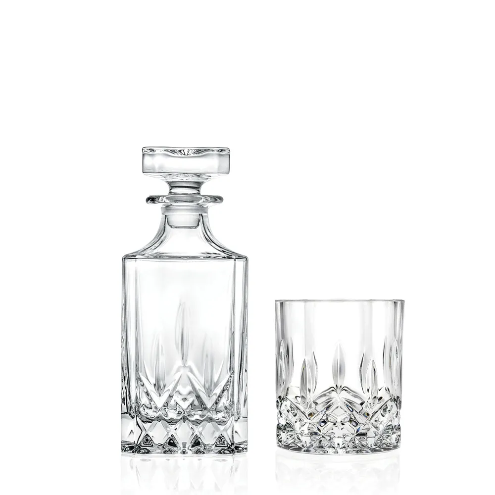 Pahar + sticla whisky, Opera RCR, din sticla cristalina, 300 + 750 ml, set 7 bucati