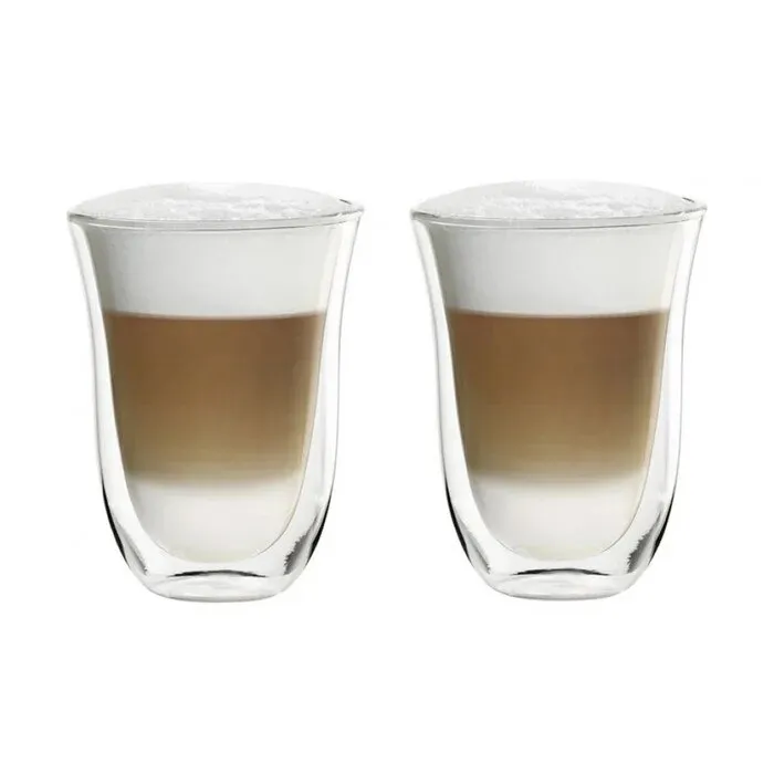 Pahar termic Delcaffe, Latteo, sticla, transparent, 300 ml, set 2 piese