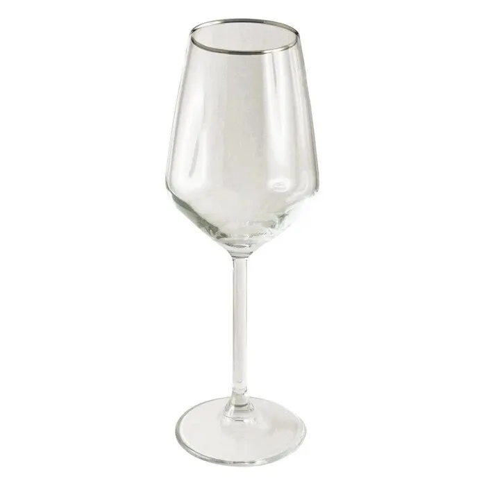 Pahar vin rosu 440065, sticla, transparent + platina, 490 ml, set 6 bucati