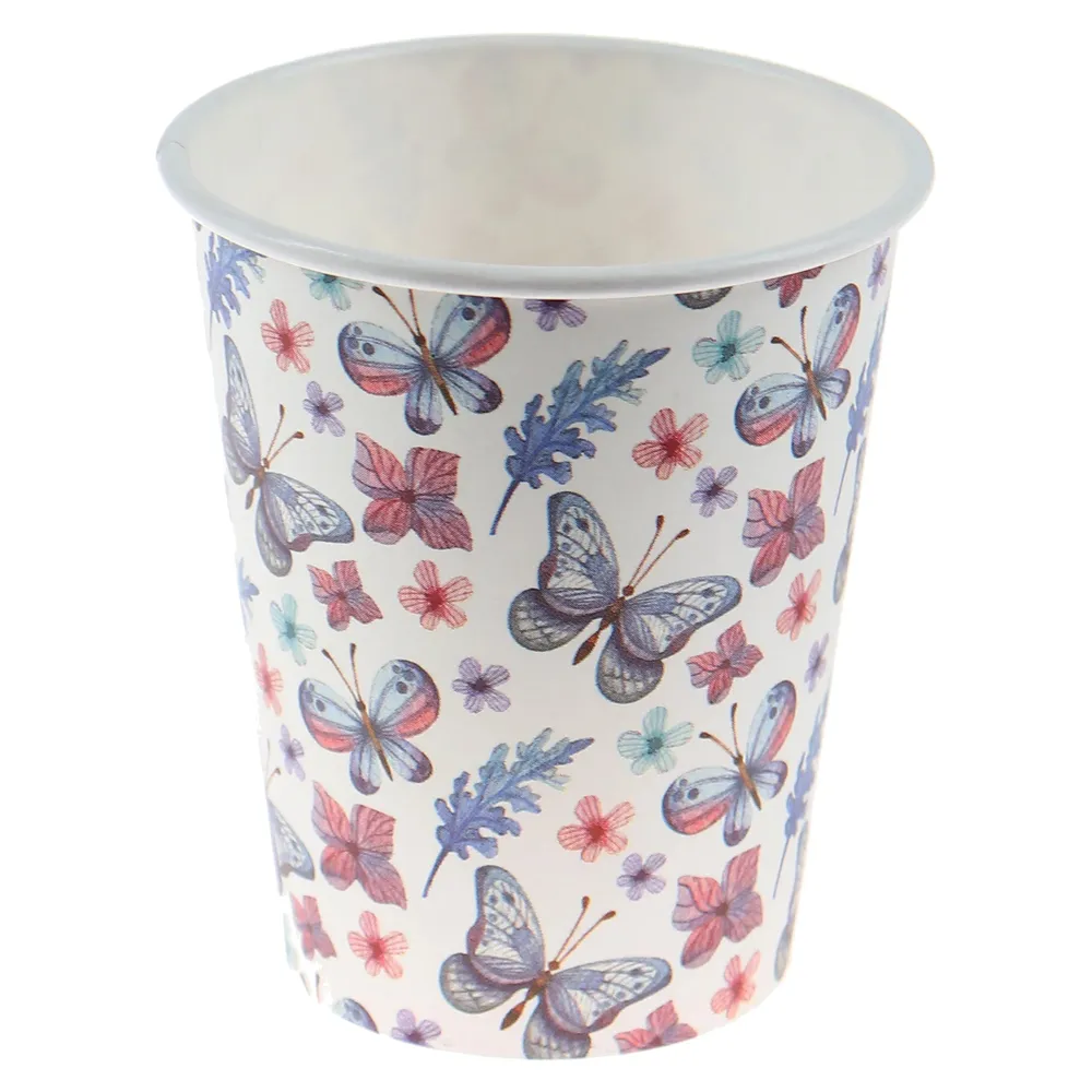 Pahare din carton Fluturi, 250 ml, set 25 bucati