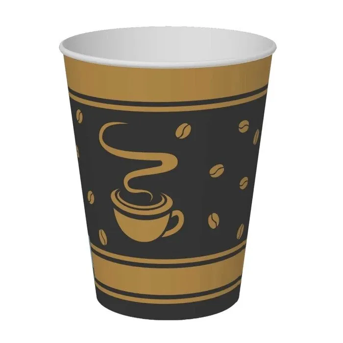 Pahare din carton Gold Coffee, 175 ml, set 25 bucati
