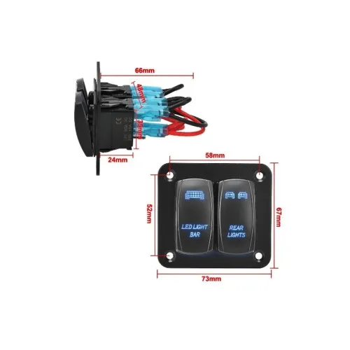 Panou 2 intrerupatoare buton tip Rocket — imaginea 3