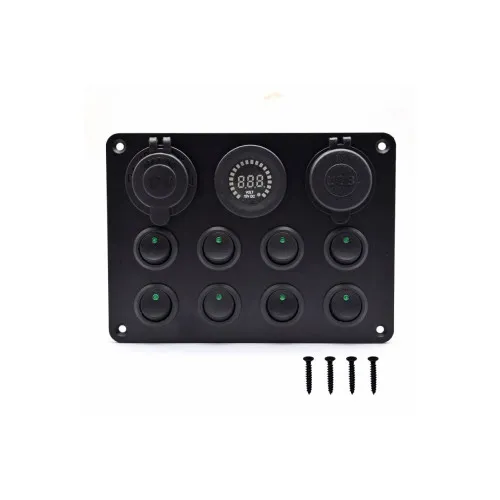 Panou cu priză, voltmetru, 8 întrerupătoare și port USB 12V 20A — imaginea 2